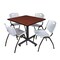 Kobe Kobe Square Table & Chair Set, Wood, Metal, Plastic Top, Cherry TKB4242CH47GY - alternate 1